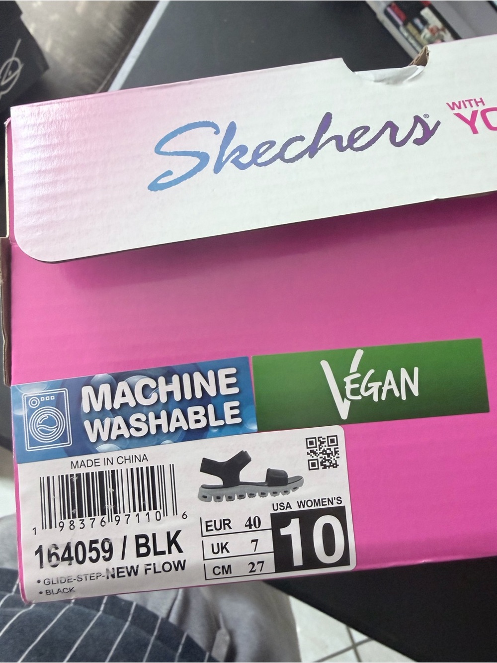 Skechers Black and White Glide-Step Platform Sport Sandals - Picture 5 of 5